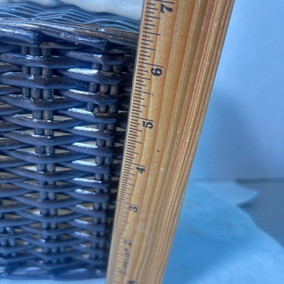 Black Dk Brown  Wicker Storage Basket Removable Beige Canvas Liner Homecore Bath - Picture 5 of 7